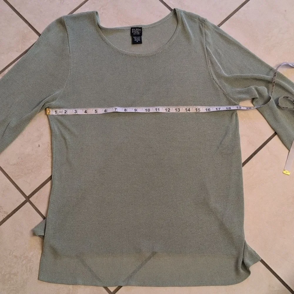 Eileen Fisher Italian Yarn Mesh Knit Top Seafoam Green Size M